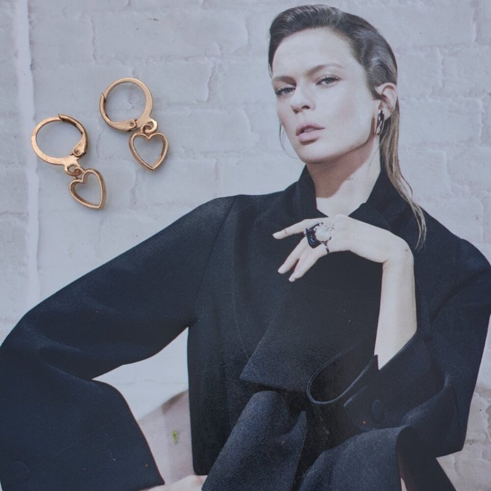 Heart Metal Gold Dangle Earrings Charm Women Fashion Casual Formal Jewelry Gift